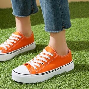 NWOT Lowtop Canvas Sneaker Orange Tangerine Womens 11